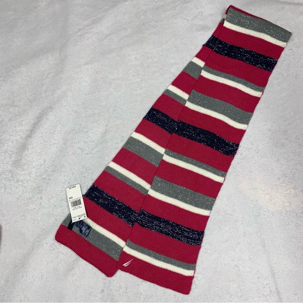 Nautica NWT Kids Metallic Accented Striped Scarf - Picture 5 of 5